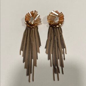 Elegant Gold and Brown Tassel Earrings